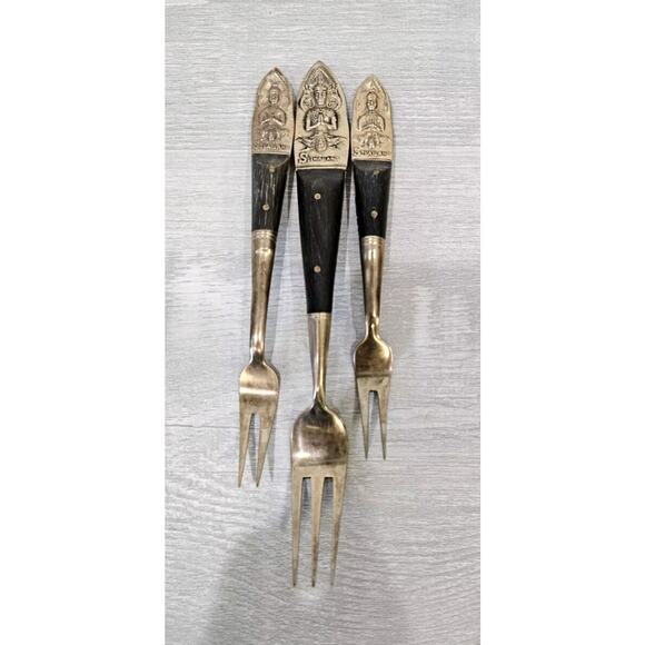 3 S. Samran Thailand 2 / 3 Prong Small Forks bronzeware flatware - Picture 1 of 6